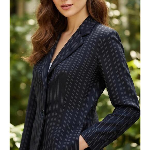 The Limited Stretch Women’s Black & White Pinstripe Blazer Jacket Size Medium - Picture 1 of 10